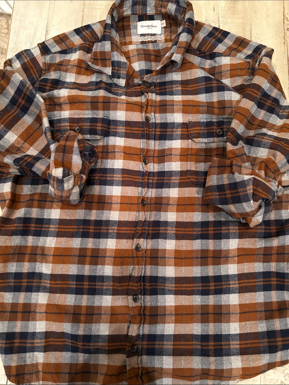 Goodfellow & CoBrown & Black Plaid Flannel Button Down